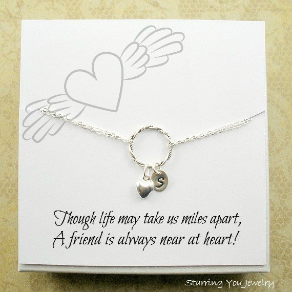 Personalized Sterling Silver Friendship Bracelet - Long Distance Best Friend Gift with Initials