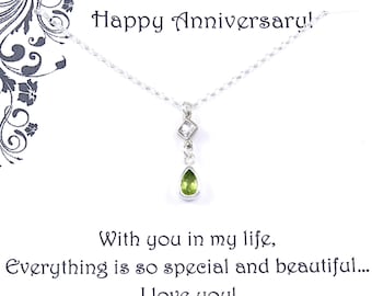 Wedding Anniversary Gift for Her | Wife Necklace | Girlfriend Gift | Anniversary Gift Ideas | Gemstone Necklace | Birthstone | Made in USA