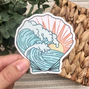 Beach Sticker- Sea Shell- The Ocean is Calling Sticker- Ocean Decal- Wave- Shell Sticker- Beachy- Beach Vibes- Beach Life- Florida Sticker