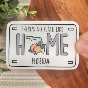 Florida Sticker- Florida State- Florida- License Plate Sticker- Florida License plate- There’s no place like home