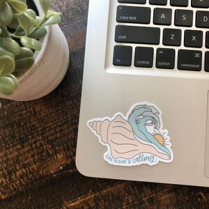 Beach Sticker Sea Shell the Ocean is Calling Sticker Ocean Decal Wave ...