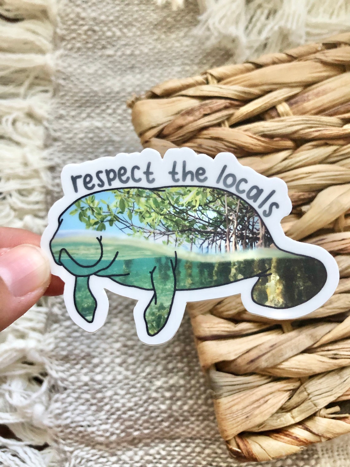 Respect the Locals Manatee Sticker Vinyl Sticker Save Our - Etsy