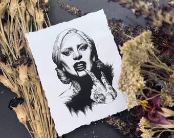 The Countess Art Print | Stippled Dotwork, Black & Grey