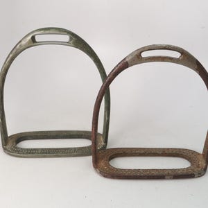 Antique Cast iron Stirrups - Stirrup Irons - Wrought Iron - Ranch - Farm - Mismatched Pair