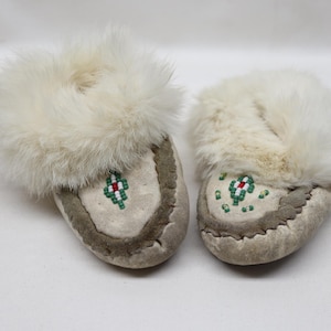 Vintage Childs Leather Moccasin - Worn - Beadwork - As Is