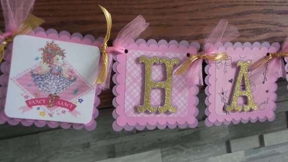 Fancy Nancy Birthday Banner Fancy Nancy Gold Pink Birthday Etsy
