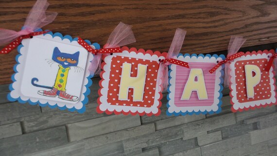 Pete The Cat Birthday Banner Pete The Cat Girl Party Etsy