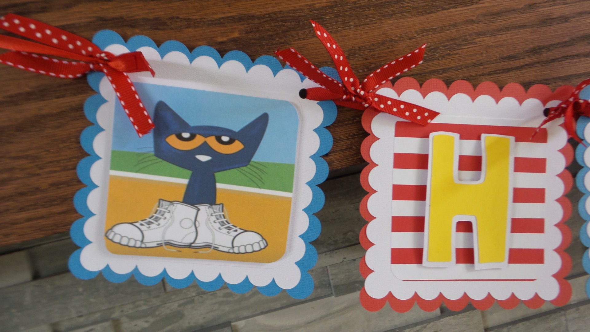 Pete the Cat and the White shoes happy birthday banner 1st | Etsy