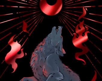 Wolf Howling ( Black Background)