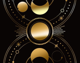 Lunar Phases (GOLD FOILING) Print