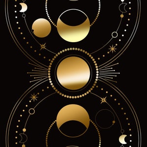 Lunar Phases (GOLD FOILING) Print