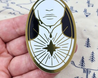 Mourning Knight Glossy Vinyl Sticker: A Knight's Love, 3" Indoor/Outdoor