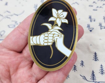 Knight's Love Vinyl Sticker: Floral Vow, Gold Accent (3"" )