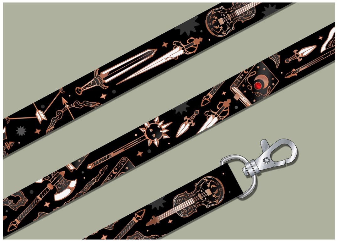 Take This, Traveler Lanyard - TTRPG - Tabletop RPG - Dagger - Sword - Bow and Arrow - Rapier - Halberd - Axe - Staff - Mace - Violin