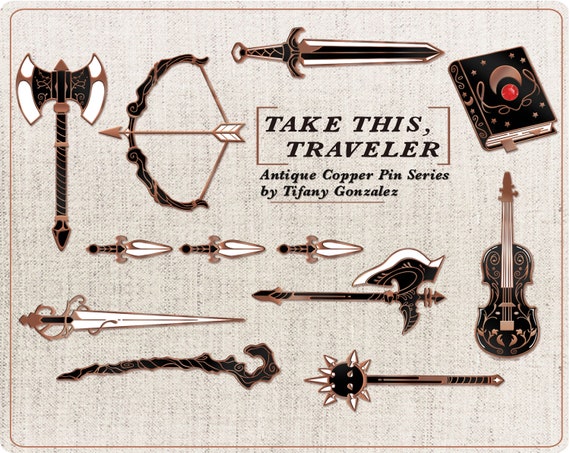 Take This, Traveler Enamel Pin TTRPG RPG de table Dague Arc et flèches  Rapière Hallebarde Hache Bâton Masse Violon -  France