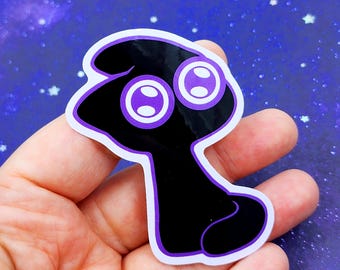 Purple Accent Black Cat Sticker, Indoor/Outdoor Vinyl Decal