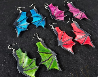 Dragon Wing Leather Earrings