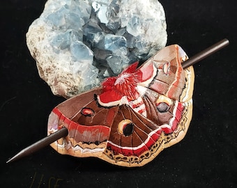 Cecropia Moth Leather Hair Pin