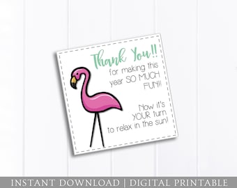 For cabochon digital collage sheet Thank you teacher Flamingo