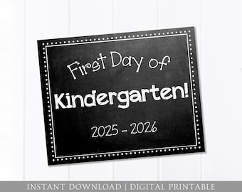 First Day of School Sign, Kindergarten, Chalkboard, 1st Day Sign, White, Back to School Sign, 8x10 DIGITAL Printable JPEG Instant Download