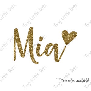 Personalized Name Heart Sticker DIGITAL Iron On Transfer Printable - Choose Your Color - Gold Silver Glitter - Birthday Party Outfit Name