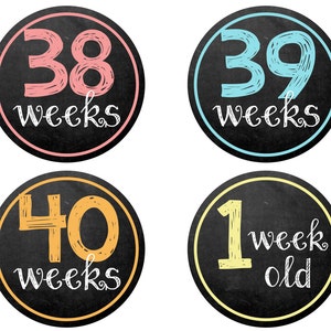Weekly Pregnancy Chalkboard Stickers DIGITAL / Iron on Transfer ...
