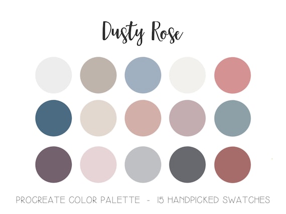 Dusty Rose Palette Procreate Color Swatches Pink Blue Mauve Gray