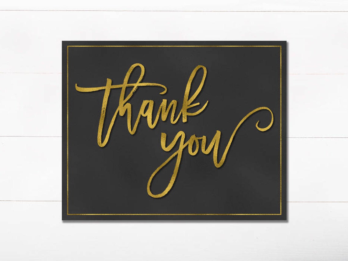 Thank You Printable Chalkboard Sign Wedding Sign Gold Etsy