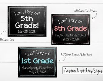 Last Day of School Chalkboard Sign, Custom, Any Grade, Add Date or School, Back to School Sign, Cute Last Day Sign, 8x10 DIGITAL Printable