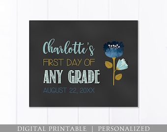Custom First Day of School Sign, Back to School Sign, Any Grade, Add Date Name, Rose Gold, 8x10 DIGITAL Printable JPEG, Cute First Day Girl