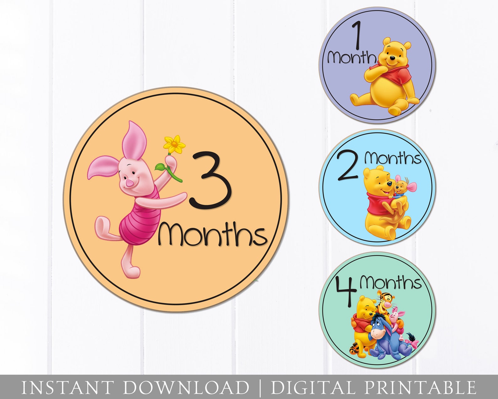 Baby Monthly Stickers Winnie the Pooh Iron On Transfer Etsy