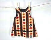 Fall Baby Dress - Poppies & Polka Dots in Orange, Yellow, Red, Cream, Black - Thanksgiving Jumper