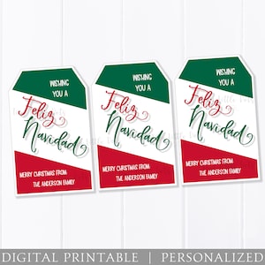 Christmas Gift Tag, Spanish Feliz Navidad Mexico, Custom Clever Easy DIGITAL Printable, Neighbor Co-Worker Friend School, Holiday Present