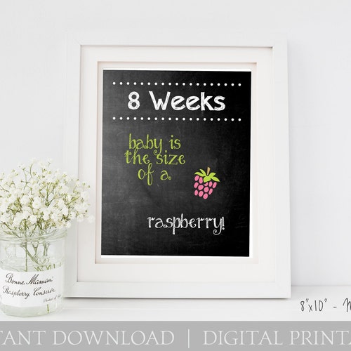 Pregnancy Chalkboard Baby is the Size of A.... Monthly / 8x10 | Etsy