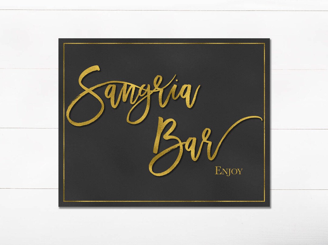 Sangria Bar Printable Chalkboard Sign - Wedding Sign Gold - Digital ...