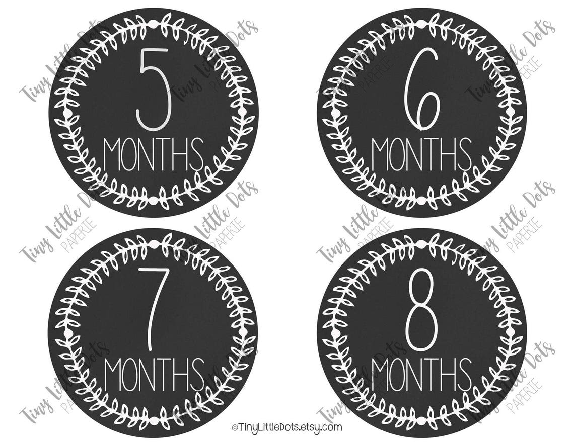 Monthly Pregnancy Chalkboard Stickers / DIGITAL Printable - Etsy