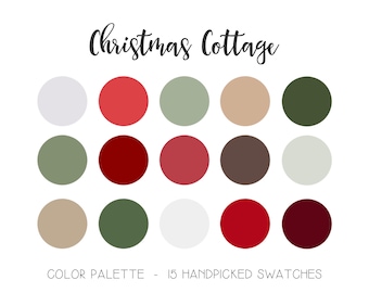 Christmas Color Palette, Procreate Color Swatches, Red Green Brown White Shades, iPad Palette, Hex Values, PMS Pantone, Design Inspiration