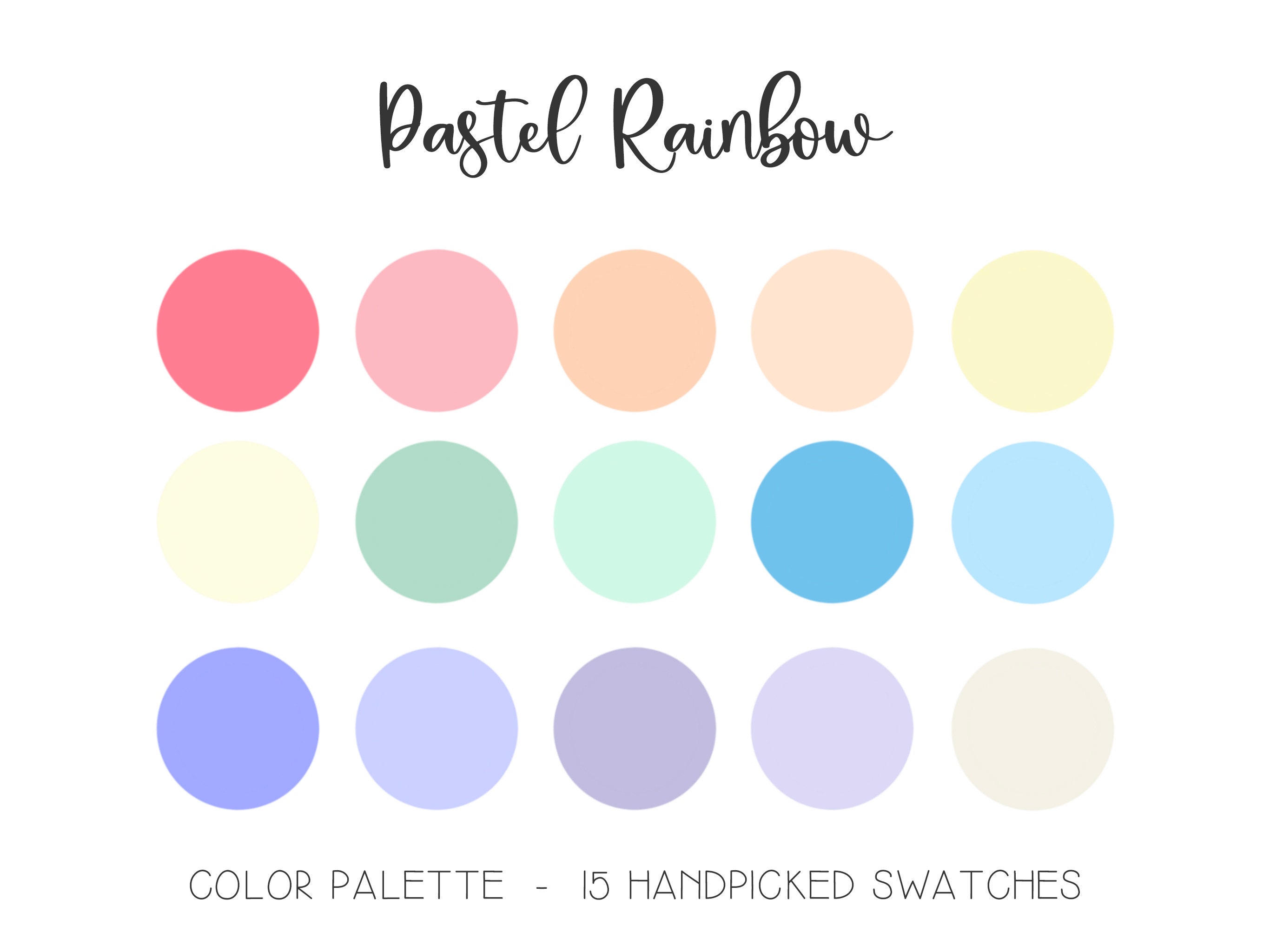 Pastel Color Palette, Rainbow, Pastel Shades, Procreate Swatches, Red  Orange Yellow Blue, iPad App Palette, Hex Values, Pantone PMS Color