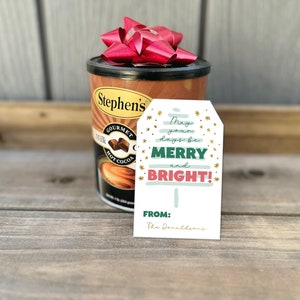 Etiqueta de presente de Natal, personalizada, alegre e brilhante, presente de vizinho, impressão digital, colega de trabalho inteligente, professor amigo, genérico fácil