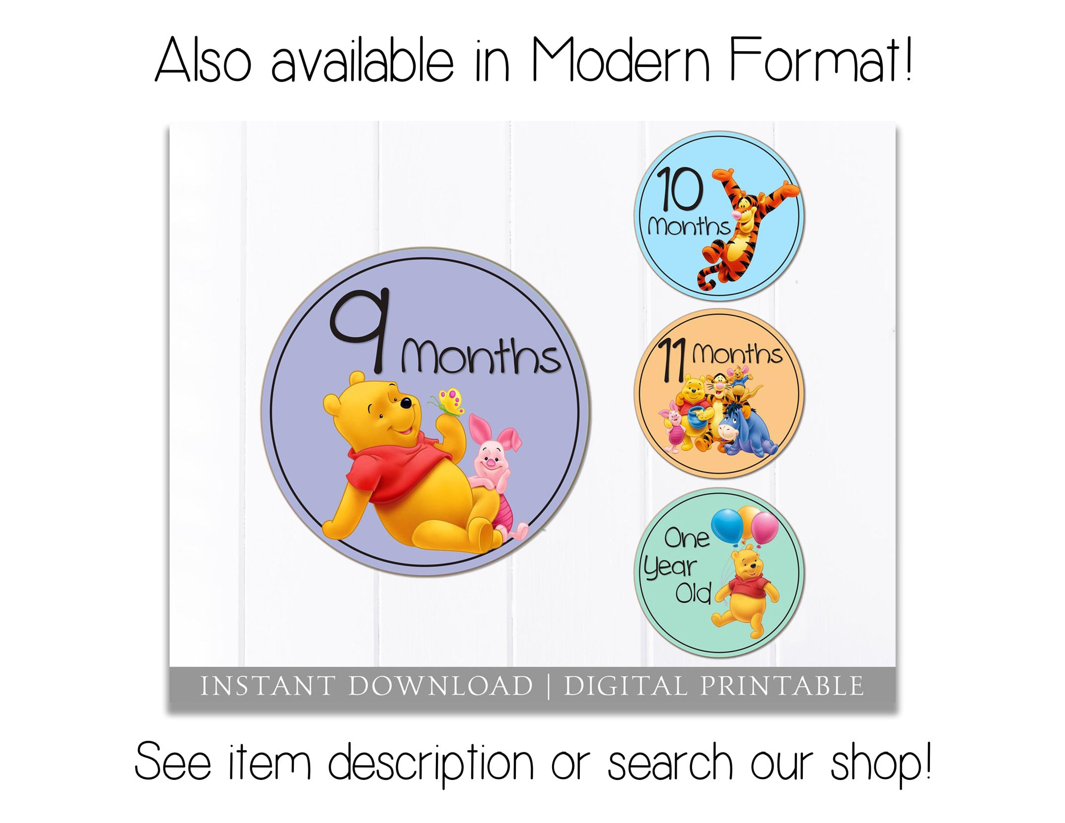 Baby Monthly Stickers - Winnie the Pooh Vintage Classic - Iron on ...