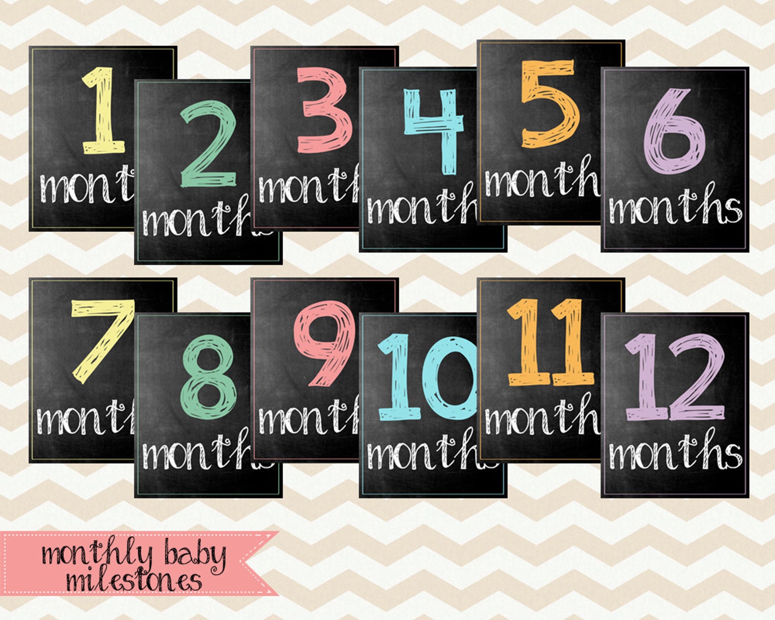 Baby Monthly Chalkboard / Baby's First Year / Printable Monthly Photo