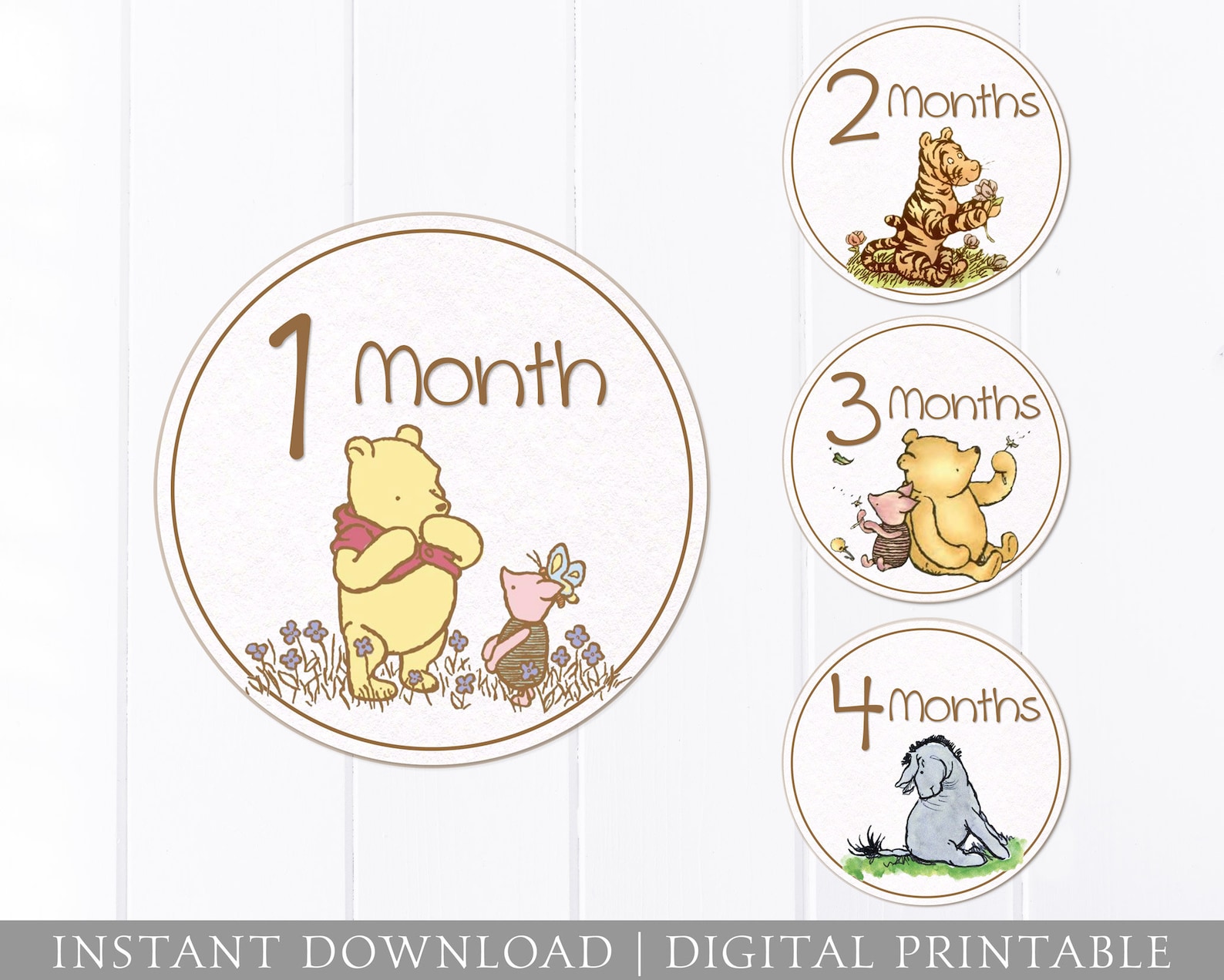 Baby Monthly Stickers - Winnie the Pooh Vintage Classic - Iron on ...