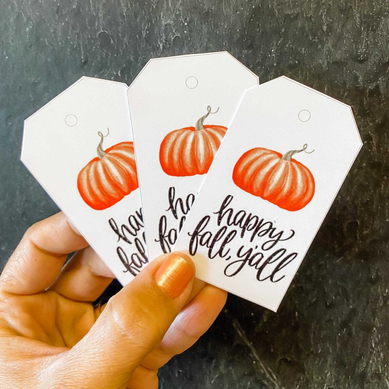 Happy Fall Y'all Pumpkin Favor Gift Tags - Etsy