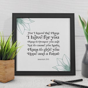 Jeremiah 29:11 Framed Canvas | Scripture Decor | Christian Wall Art | Bible Verse Wall Art