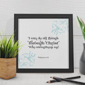 Philippians 4:13 Framed Canvas | Scripture Decor | Christian Wall Art | Bible Verse Wall Art