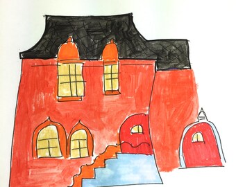 Red Orange House, Lilymoonsigns, Just Because Greeting Card