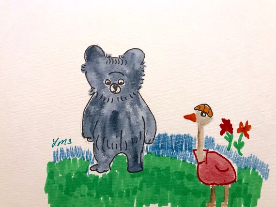 Scarica Gratis Images Bear Talks With Geese Winter Spring Fun Greeting Card Funny Etsy actualisé salutations