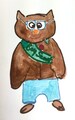 Ready to ship, Boy Scout Leader, Cute Blue Glasses Brown Owl, Greeting card, decor, Lilymoonsigns, 