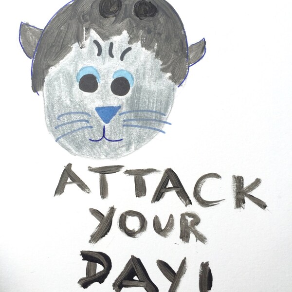 Cat in shark hat, Attack your Day, Greeting Card, Lilymoonsigns,