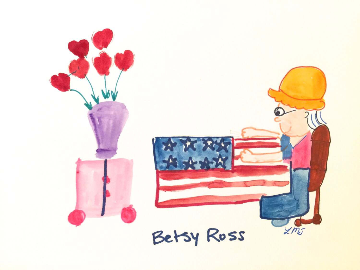 Betsy Ross, First USA Flag, Blank Greeting Card, Lilymoonsigns, - Etsy